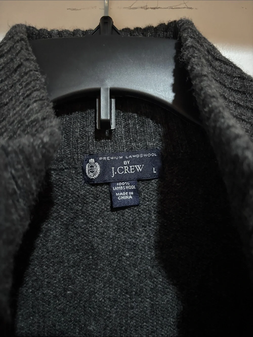 J. Crew Men’s Charcoal Gray Half-Zip (100% Lambs Wool) Sweater